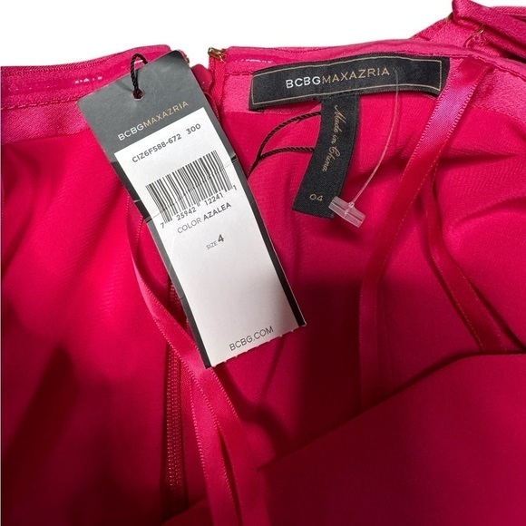 BCBGMaxAzria One Shoulder Barbie Pink Prom Mini Dress New with Rags NWT - Picture 6 of 10